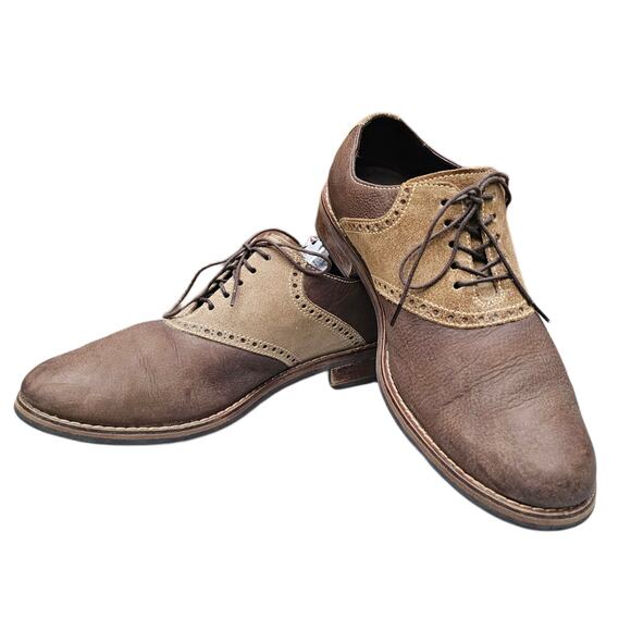 Two Tone Oxford Cole Haan Williams Size 9 Brown Leather Tan Suede Men's Dress - Picture 1 of 14